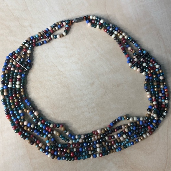 Vintage Multi/color, Multi Strand Bib Necklace - Picture 2 of 5